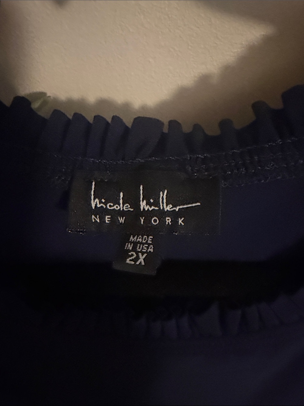 Nicole Miller Navy Sleeveless Shift Dress with Ruffle Trim - Picture 4 of 6